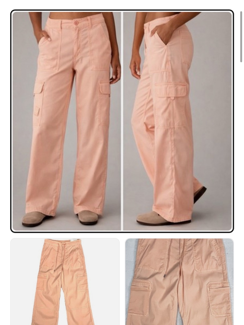 Utility Wide-Leg Cargo Pants - Peach